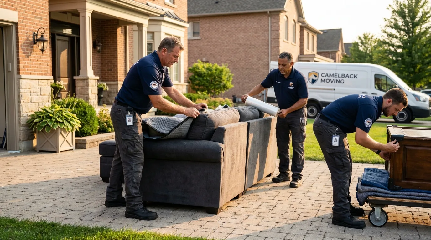 Large estate moving crew wrapping furniture in Ada, OH